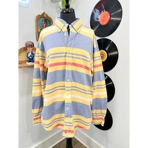 Tommy Hilfiger Striped Button-Up Shirt - Yellow/Blue/White/Red - Size XL